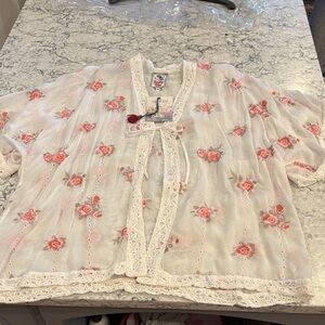 Johnny Was White Embroidered Kimono